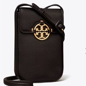 Black Crossbody Bag with Gold Logo